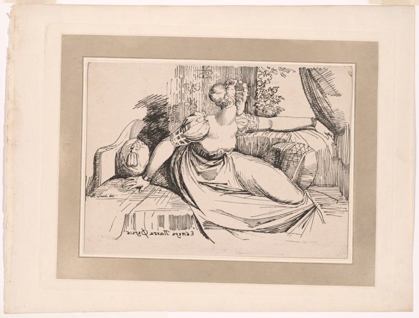 A Woman Sitting by the Window (“Evening Thou Bringest All”), from the first issue of Specimens of Polyautography