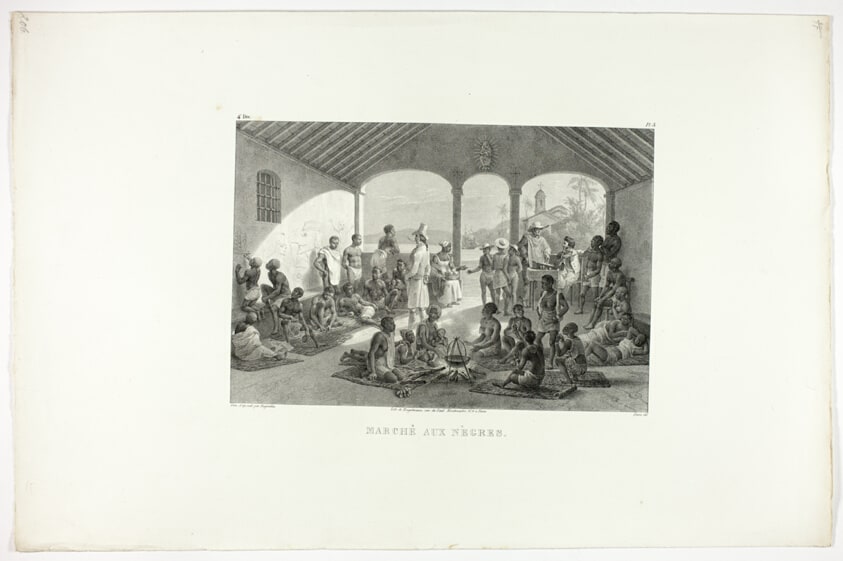 Negro Market, plate five from Customs and traditions of the Negroes, volume 4 of Voyage pittoresque dans le Brésil