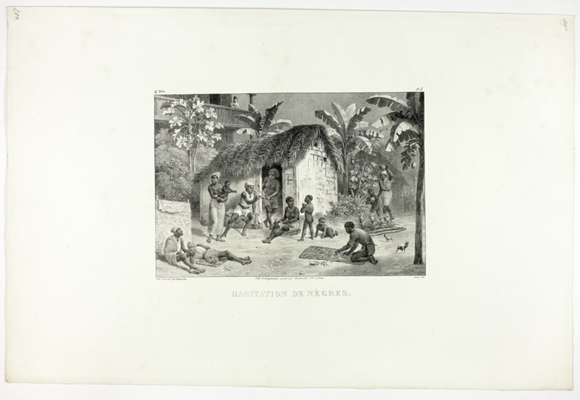 Negro Dwelling, plate 5 from Customs and traditions of Negroes, volume 4 of Voyage pittoresque dans le Brésil