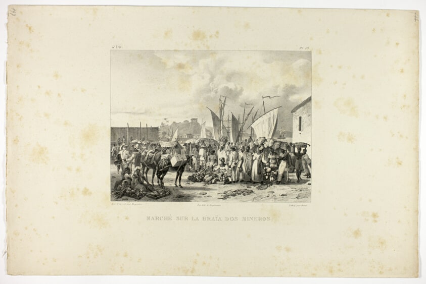 Market at Braïa dos Mineros, plate 13 from Customs and traditions of Negroes, volume 4 of Voyage pittoresque dans le Brésil