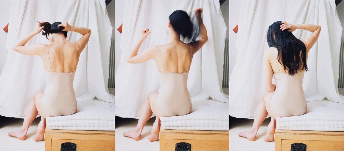 Study in Three Parts of a Dancer Undoing her Chignon