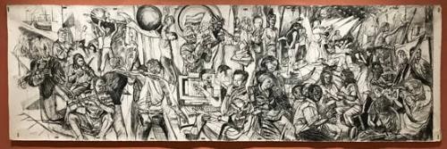 Study for The World at Large, mural for the University of Georgia Willson Center for Humanities & Arts