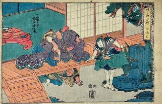 Japanese Triptych Depicting Samurai in Kumumoto Castle