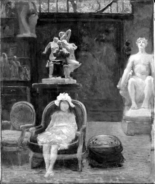 Fille de l'artiste dans l'atelier de la Villa Spontini