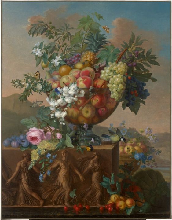 Coupe de fleurs et de fruits