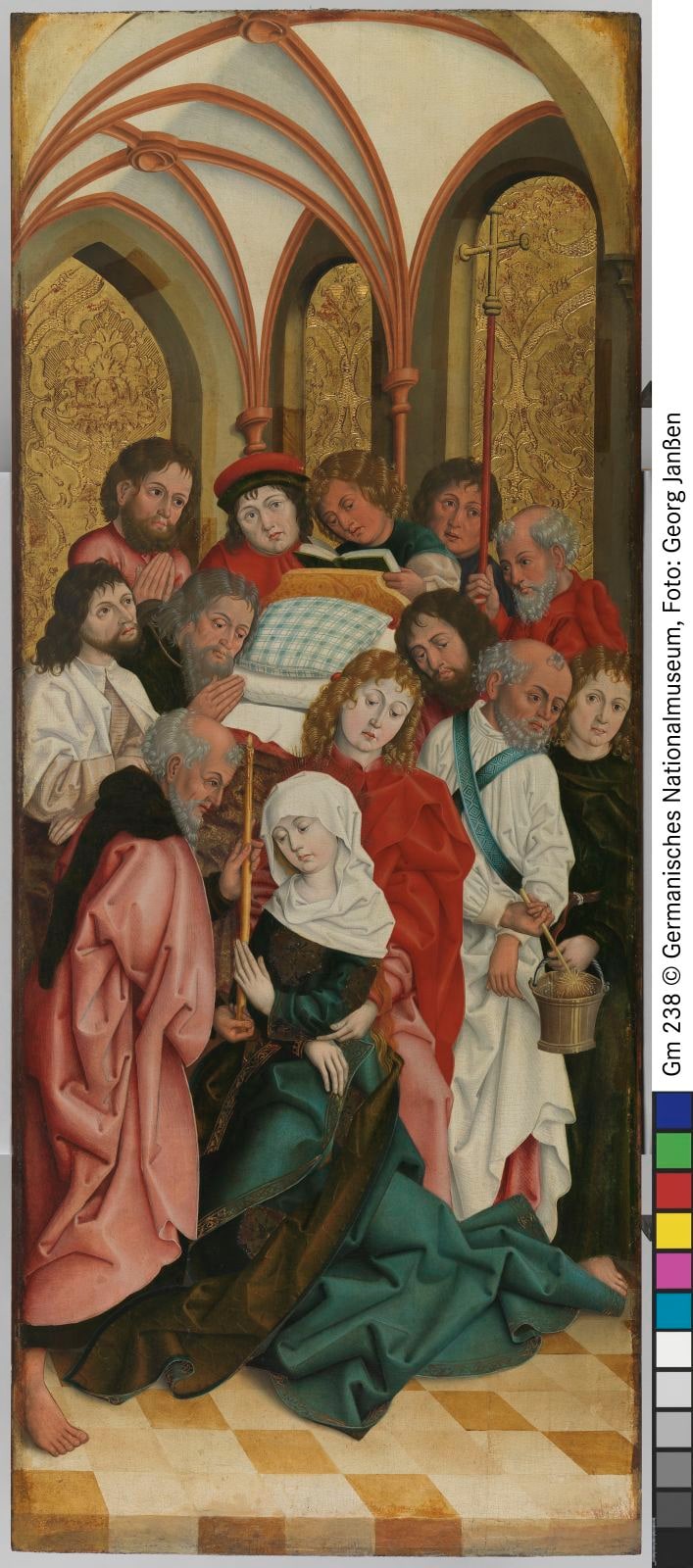 Tod der Maria, Christus am Kreuz mit Maria und Johannes (Außenseite)