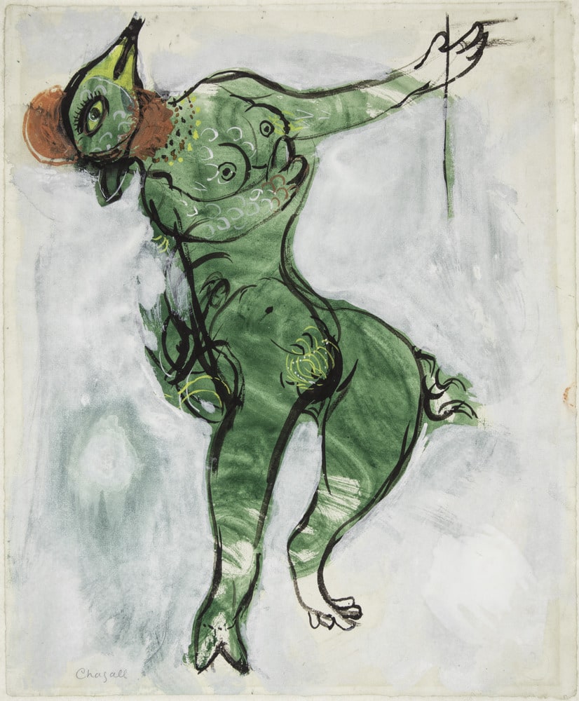 Maquette de costume "L'Oiseau de feu" de Stravinsky : le coq vert