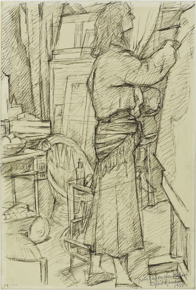 Marie-Hélène dans l'atelier du boulevard Saint-Jacques