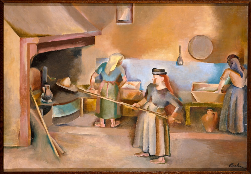 Portuguese women making bread
(Boulangerie portugaise - Femmes portugaises enfournant le pain)