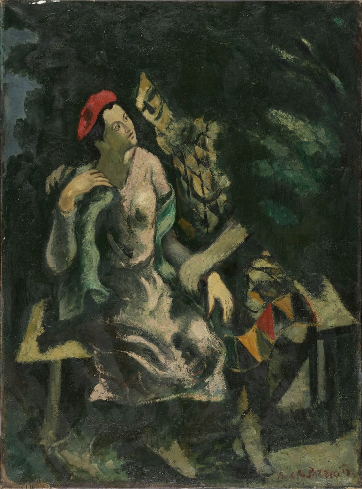 Femme et arlequin