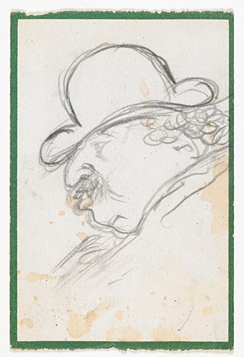 Profil d'homme coiffé d'un chapeau melon