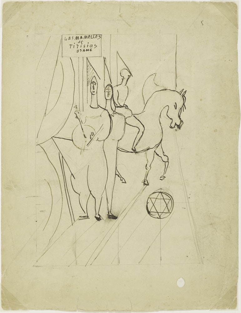 Etude pour la couverture des "Mamelles de Tirésias" de Guillaume Apollinaire