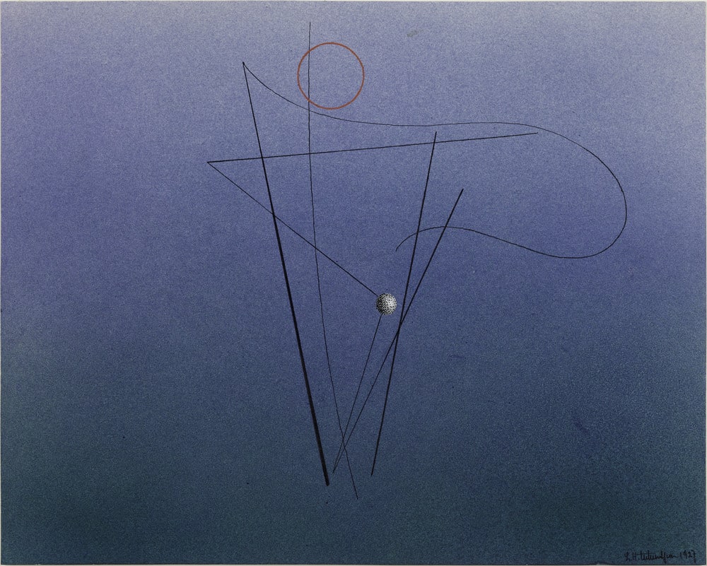 Composition sur fond bleu