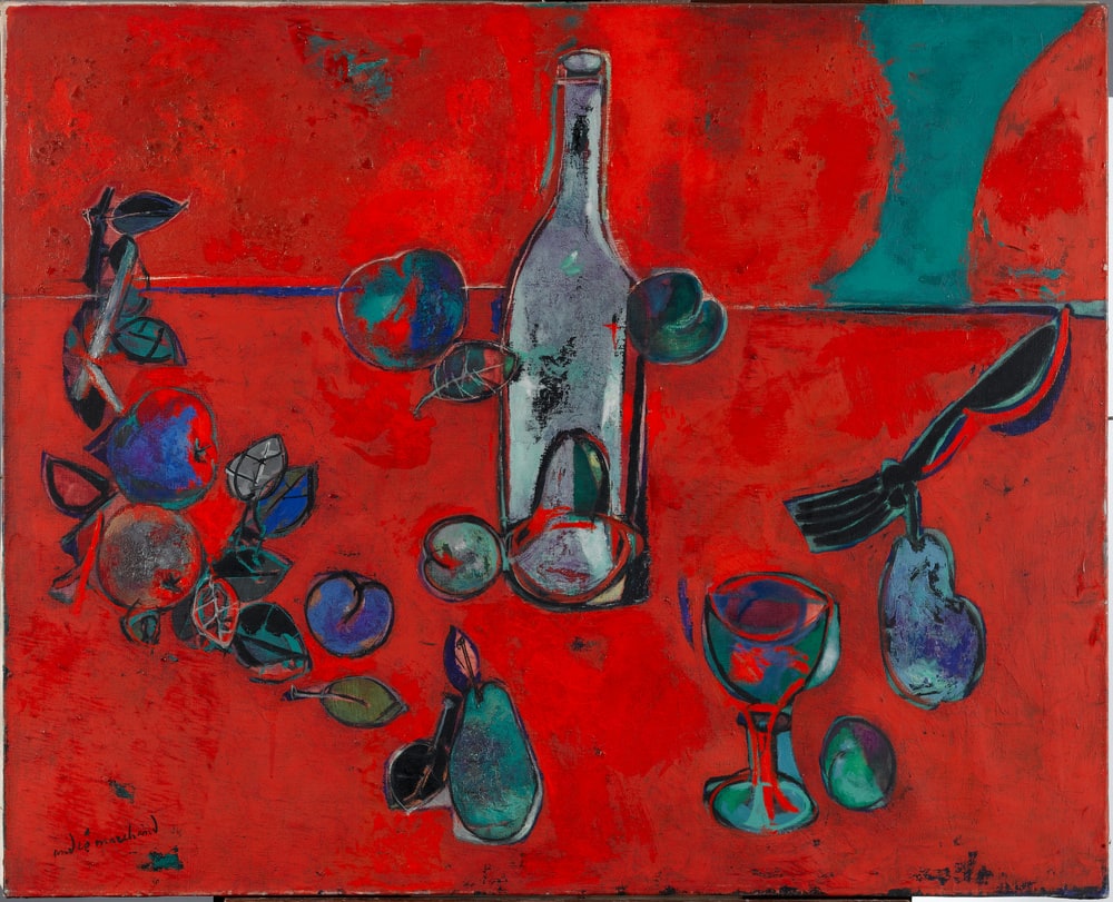 La bouteille et les fruits