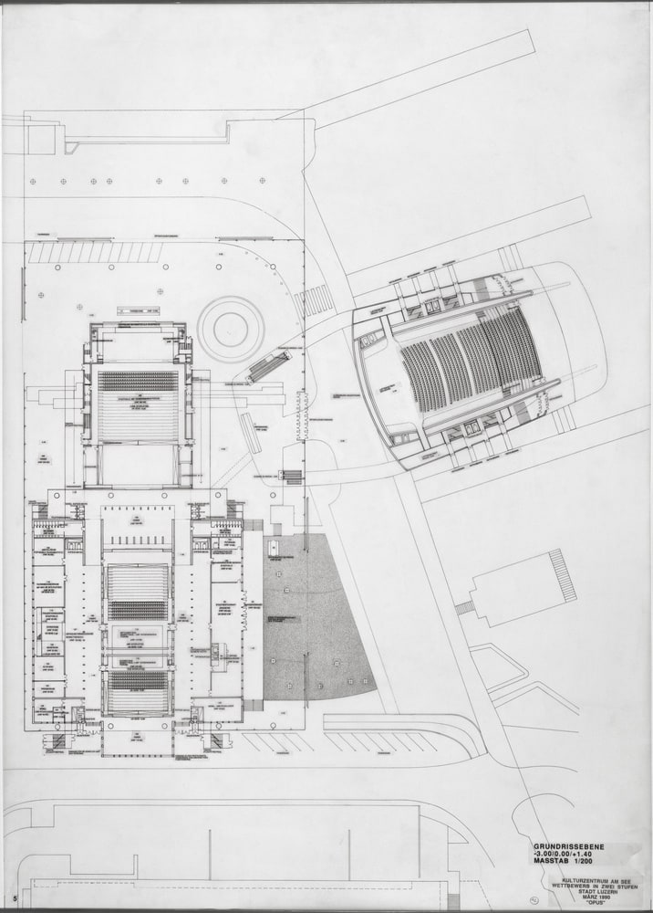 "Opus", 	plan des niveaux -3.00/0.00/+1.40