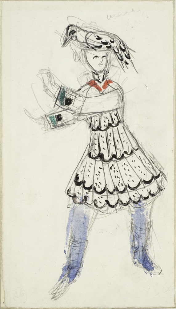Maquette de costume pour "L'Oiseau de feu" : danseuse à l'oiseau