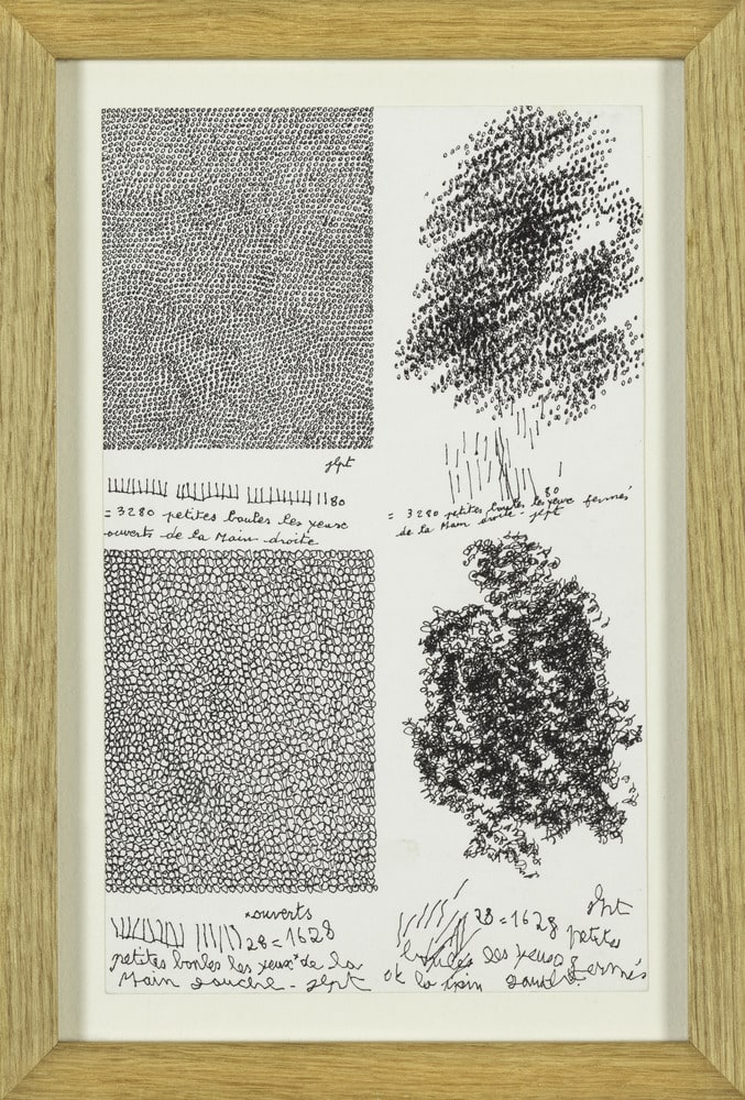 Petites boules les yeux ouverts et les yeux fermés de la main droite et de la main gauche