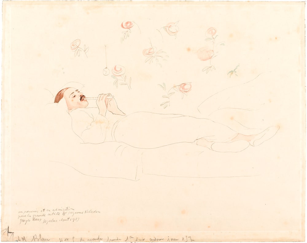 Utrillo allongé jouant de la flûte