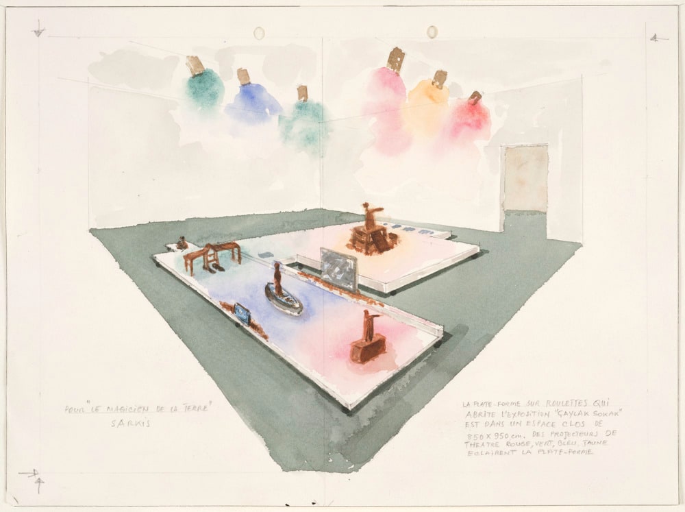 Pour "le Magicien de la terre"
(étude pour une installation réalisée pour
L'exposition "les magiciens de la terre")