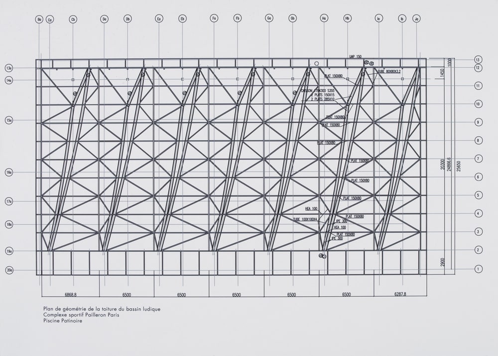 Plan géométrique de la structure du bassin ludique