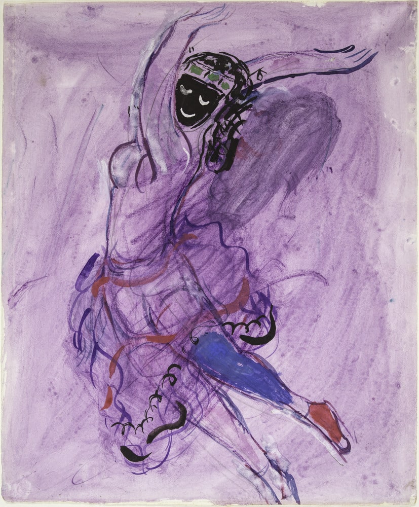 Maquette de costume pour "L'Oiseau de feu" : danseuse violette