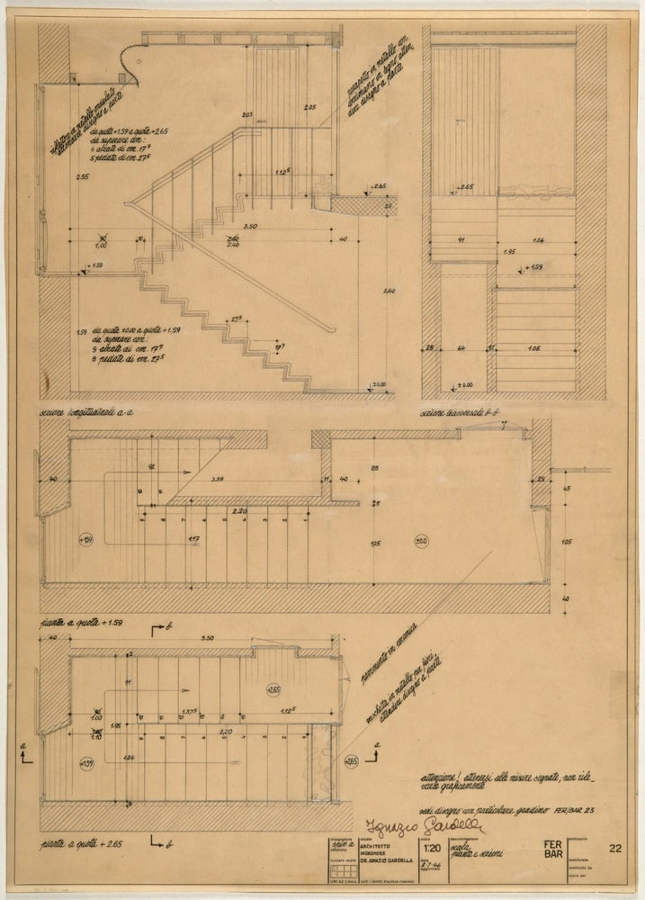 Plan et coupes de l'escalier