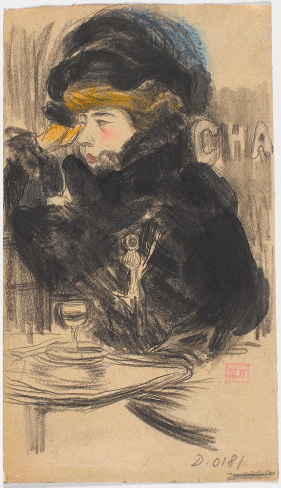 Femme à la terrasse d'un café