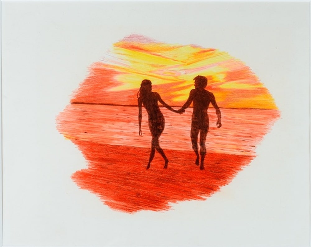 [Couple, coucher de soleil]