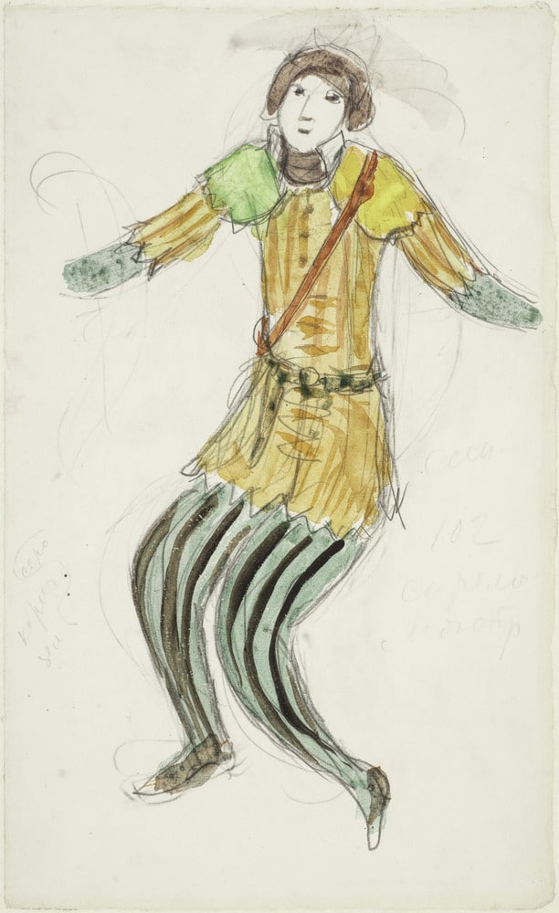 Maquette de costume pour "L'Oiseau de feu" : personnage masculin
