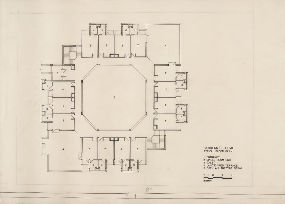 "Scholar's home", unité type, plan du rez-de-chaussée
