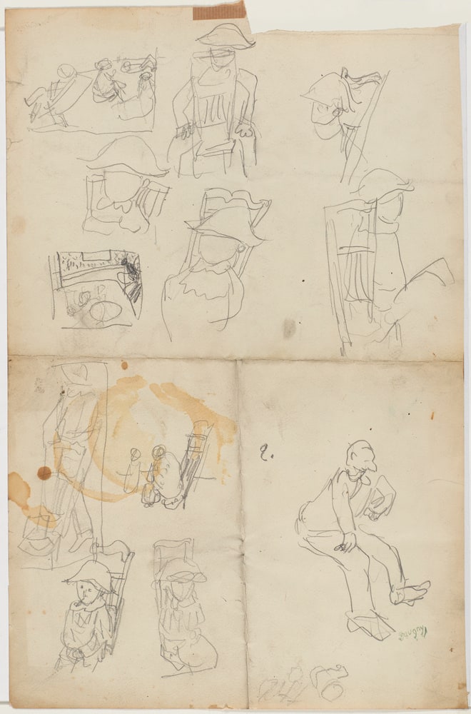 Arlequin assis, personnages et Composition