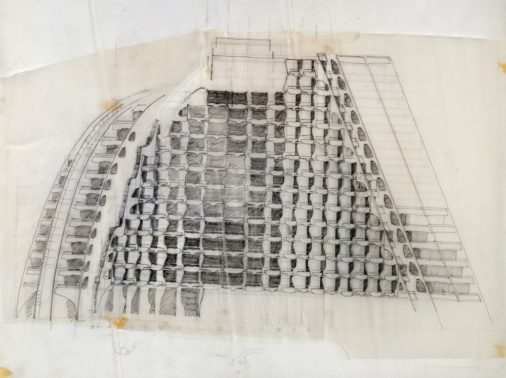 Etude de façade pour la Grande Pyramide, 1er stade