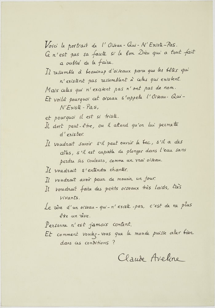 Portrait-de-l'oiseau-qui-n'existe-pas
Poème de Claude Aveline