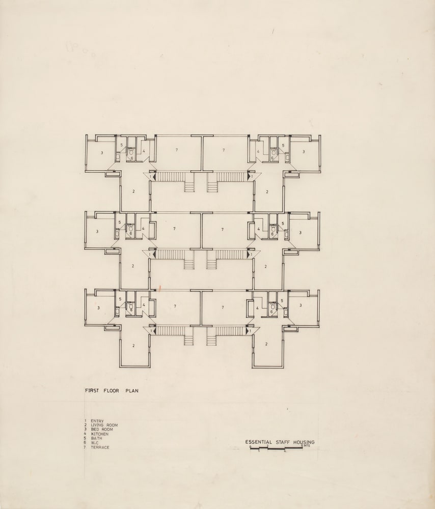 "Essential staff housing", plan du 1er étage
