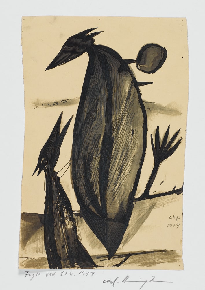 Fugle ved trae
(Oiseaux dans un arbre)