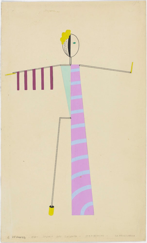 Dessin préparatoire de marionnette pour Histoire du soldat d'Igor Stravinsky  : La princesse