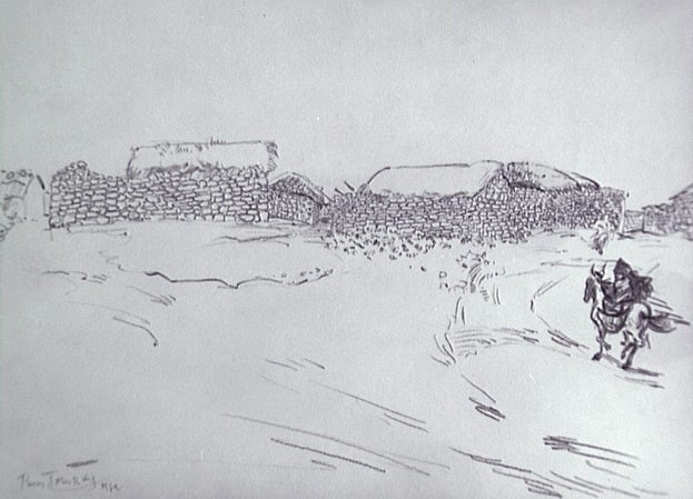 Murailles de pierres et cavalier