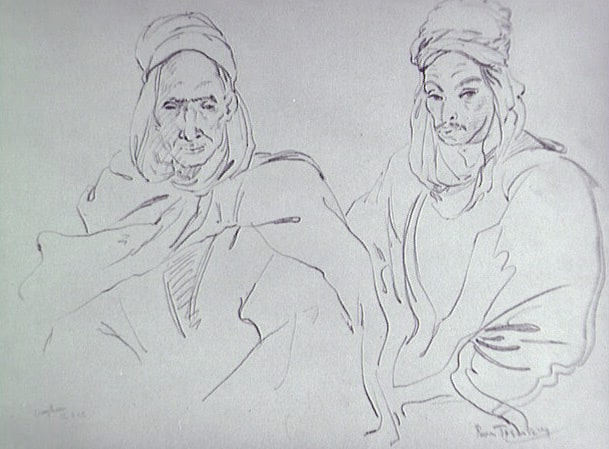 Buste de deux Algériens de face, un vieux et un jeune