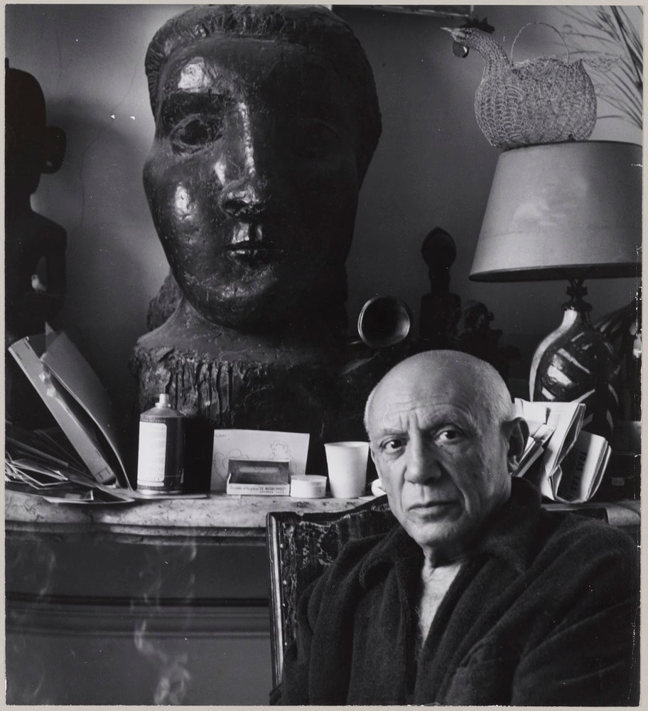 Pablo Picasso et "Tête de femme (Dora Maar)" à La Californie, Cannes, en 1956