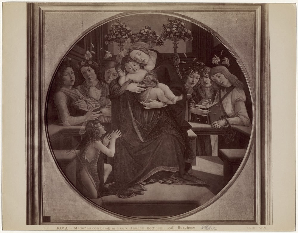 Tondo "La Vierge à l'Enfant, sept anges et Saint Jean-Baptiste" de Sandro Botticelli, Galerie Borghèse, Rome