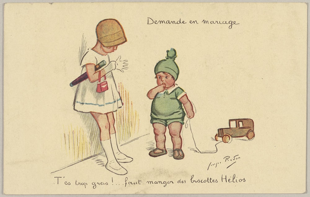 Dessin publicitaire de "La Biscotte Hélios"