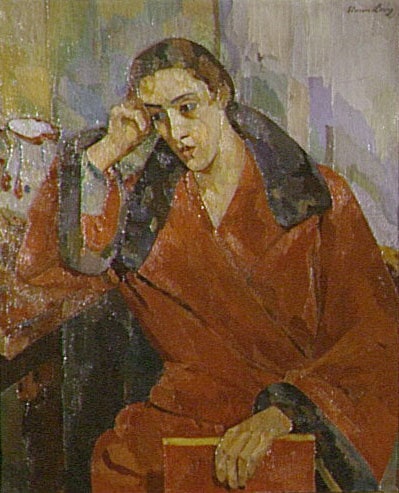 Jeune fille au peignoir orange