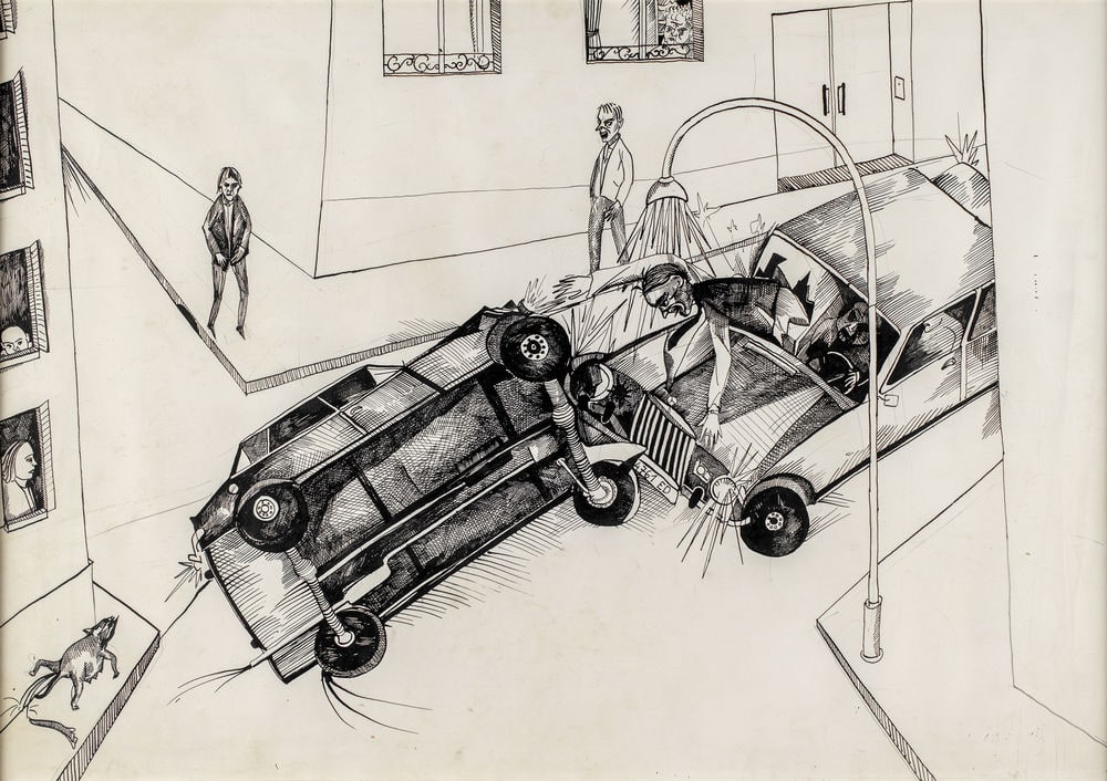 Accident, voiture renversée