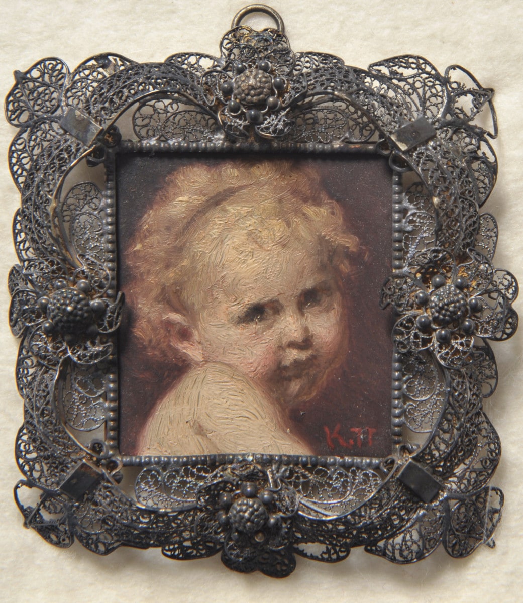 Kopf eines Kindes (verso: Studienkopf). Miniatur aus der Sammlung Loewe