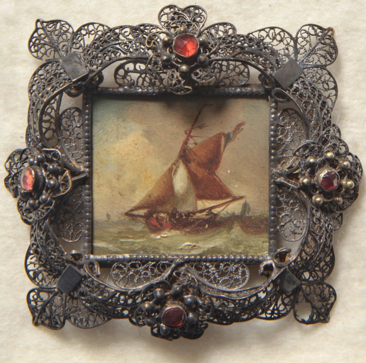 Segelboot. Miniatur aus der Sammlung Loewe