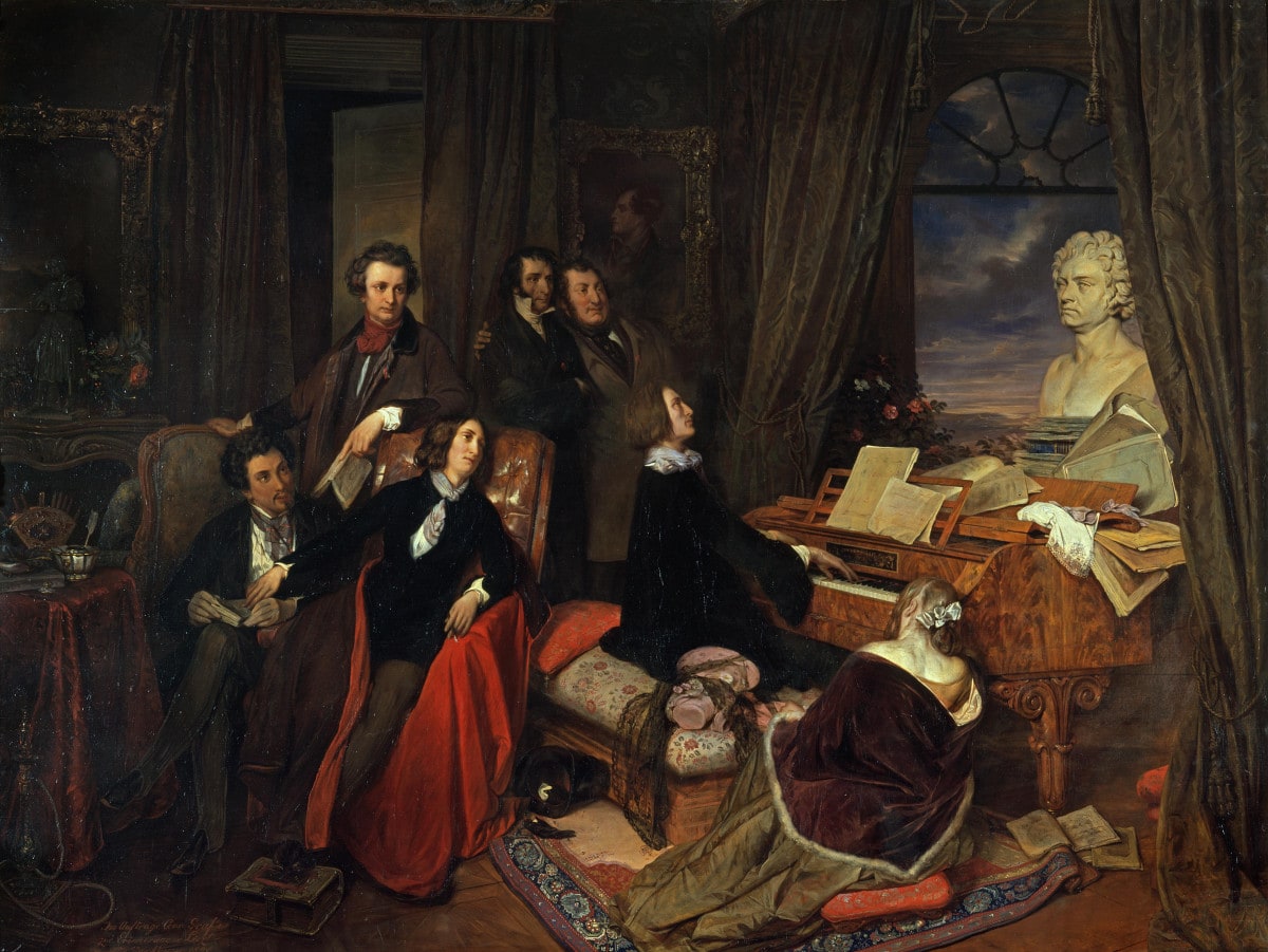 Franz Liszt am Flügel phantasierend