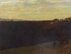 Abendlandschaft mit heimkehrendem Ritter