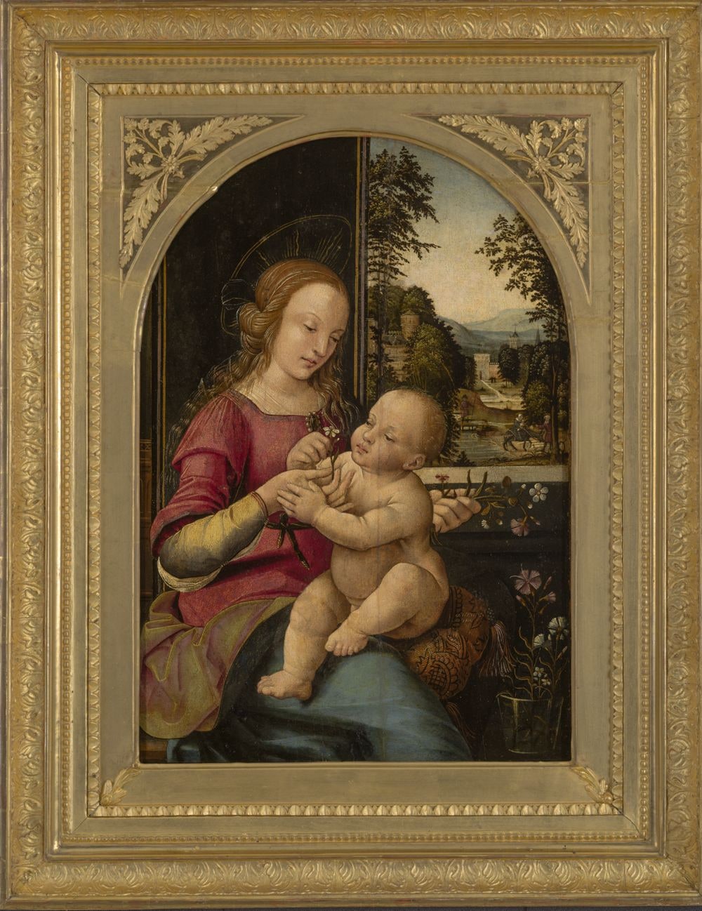 Maria mit dem Kinde vor einer Landschaft auf der Flucht nach Ägypten