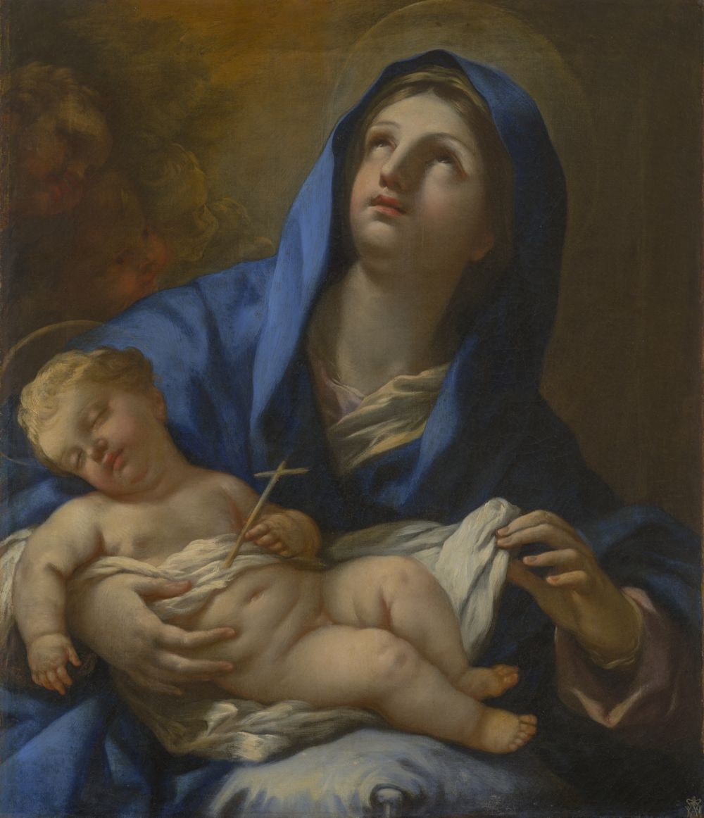 Madonna mit dem schlafenden Kind und Engeln