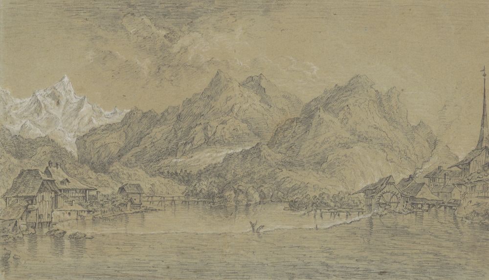 Bergige Landschaft mit See